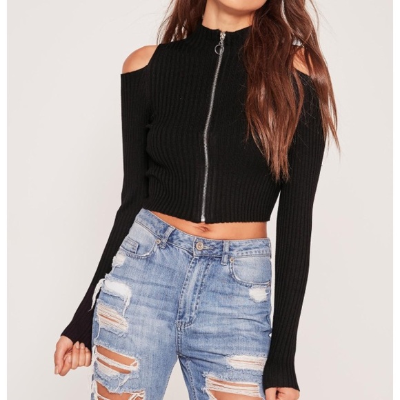 cold shoulder zipper top